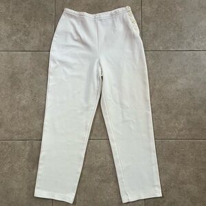 Liz Claiborne Liz Sport Cream Bone Beige Ankle Cropped Pants Soft Side Buttons